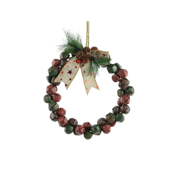Kerstkrans met klokjes 25cm Bruin/kleur(en)