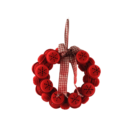 Kerstkrans met klokjes 20cm Rood