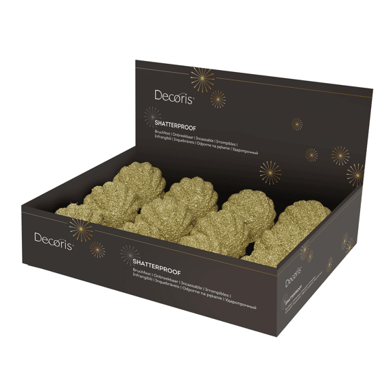 Decoris Kerstbal Foam Glitter 8cm Licht Goud