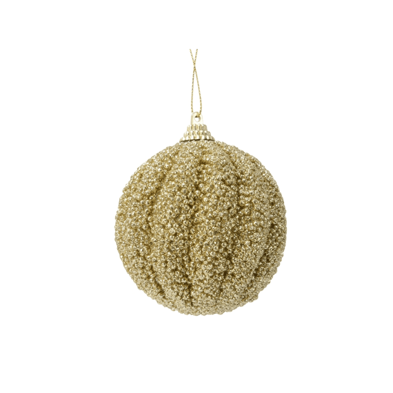 Decoris Kerstbal Foam Glitter 8cm Licht Goud