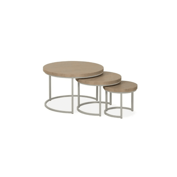 Bijzettafels Hugo Misty Oak Met Poten Stone Grey Set 3-delig