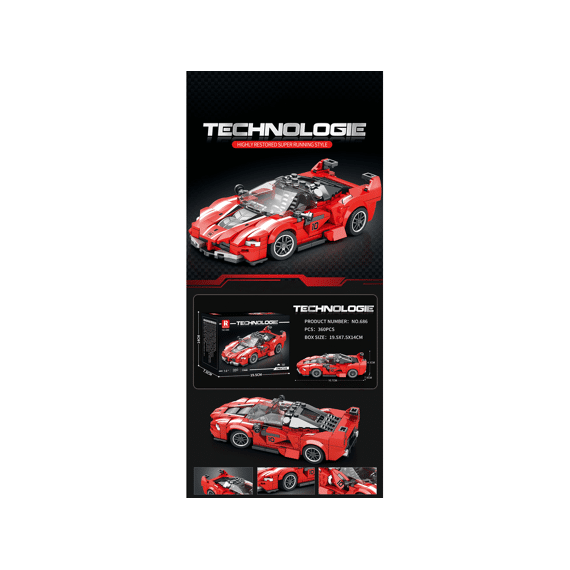 Best Luck 686 Bouwpakket Racing Car 360delig Rood 19x14.8x8cm