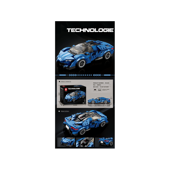 Best Luck 805 Bouwpakket Racing Car 298delig Blauw 19.5x14.8x8cm