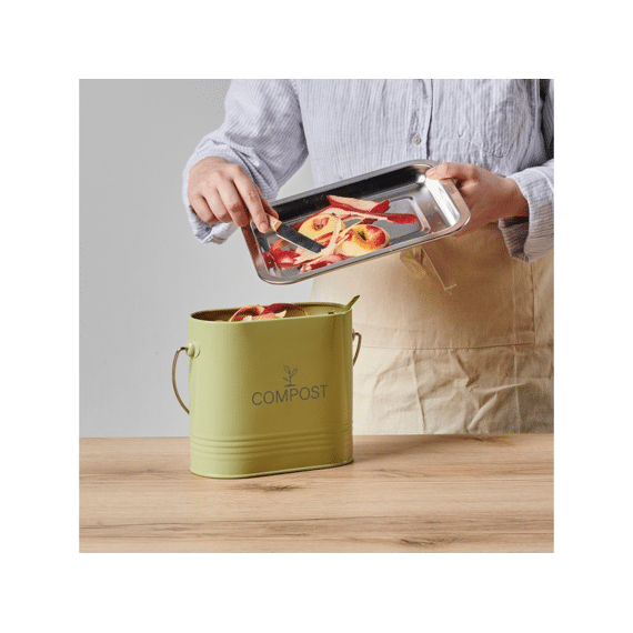 Compostemmer Keuken 3l Ovaal Pastelgroen Met Filter