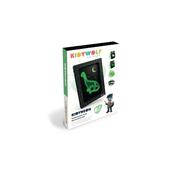 Kidywolf Kidyneon Light-up Wall Art Craft Kit - Dino