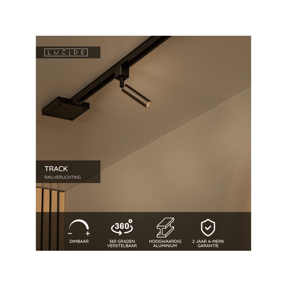 Lucide Track Keoni Railspot - 1-fase Railsysteem / Railverlichting - 1xg9 - Koffie