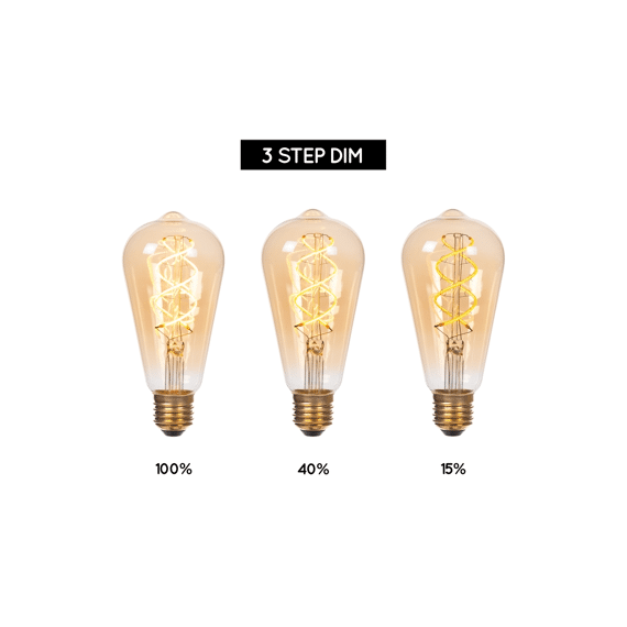 Lucide St64 - Filament Lamp - Ø 6,4 Cm - Led 3 Step Dimbaar (memory) - E27 - 1x4,9w 2200k - Amber
