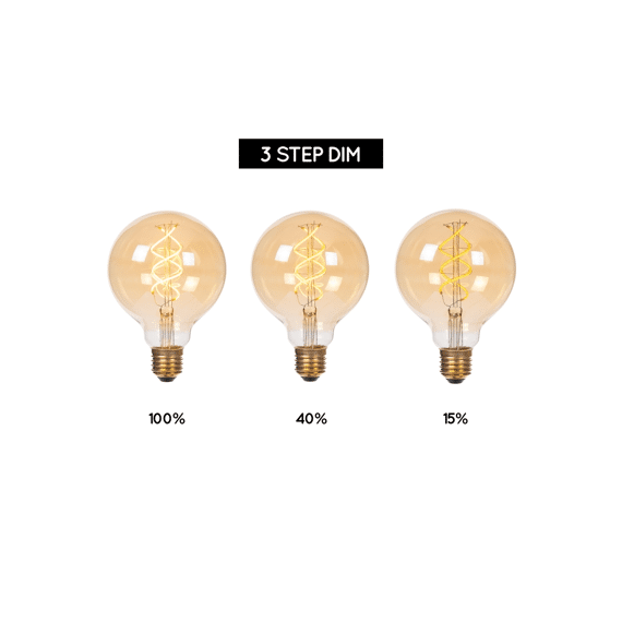 Lucide G95 - Filament Lamp - Ø 9,5 Cm - Led 3 Step Dimbaar (memory) - E27 - 1x4,9w 2200k - Amber
