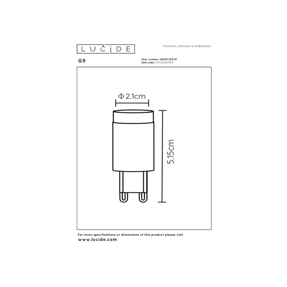Lucide G9 - Led Lamp - Ø 2,1 Cm - Led Dimbaar - G9 - 1x3w 2600k/2700k - Wit