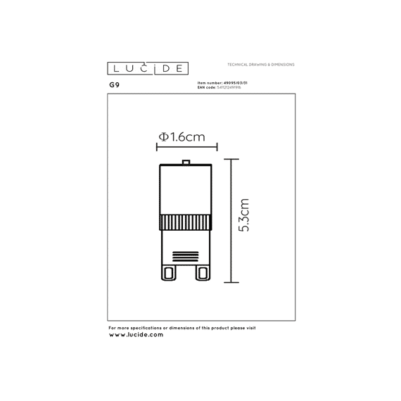 Lucide G9 - Led Lamp - Ø 1,6 Cm - Led Dimbaar - G9 - 1x3,5w 2700k - Wit