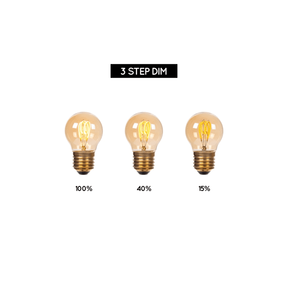 Lucide G45 - Filament Lamp - Ø 4,5 Cm - Led 3 Step Dimbaar (memory) - E27 - 1x3w 2200k - Amber
