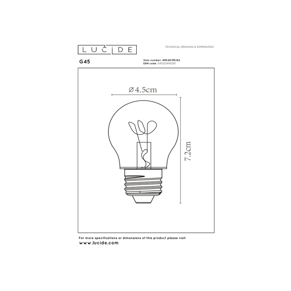 Lucide G45 - Filament Lamp - Ø 4,5 Cm - Led 3 Step Dimbaar (memory) - E27 - 1x3w 2200k - Amber