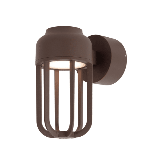 Lucide Wells - Wandlamp Binnen/buiten - Ø 10 Cm - Led - 1x8w 2700k - Ip54 - Roest Bruin