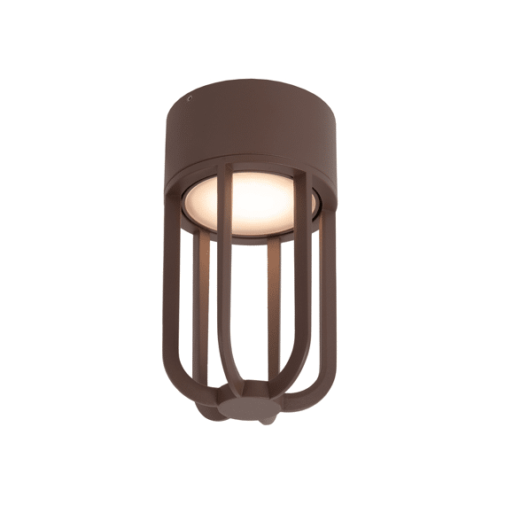Lucide Wells - Plafonnière Binnen/buiten - Ø 10 Cm - Led - 1x8w 2700k - Ip54 - Roest Bruin