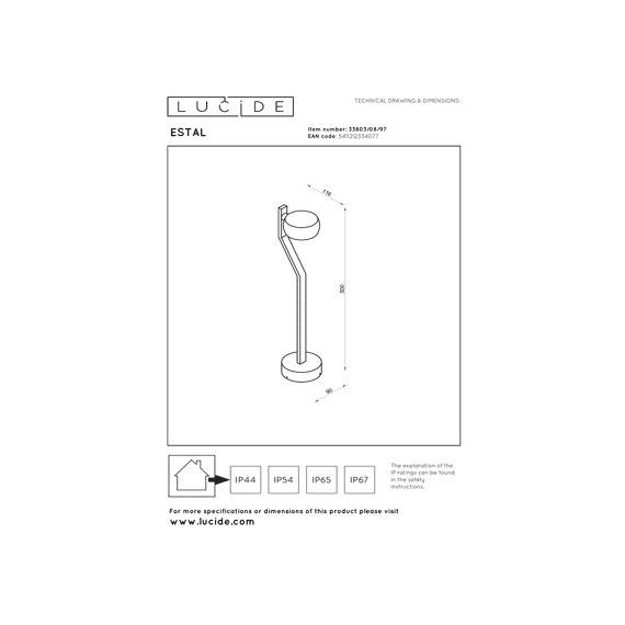 Lucide Estal - Sokkellamp - Led - 1x9w 2700k - Ip54 - Roest Bruin