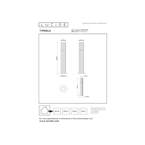 Lucide Timbala - Sokkellamp - 1xgu10 - Ip44 - Zwart