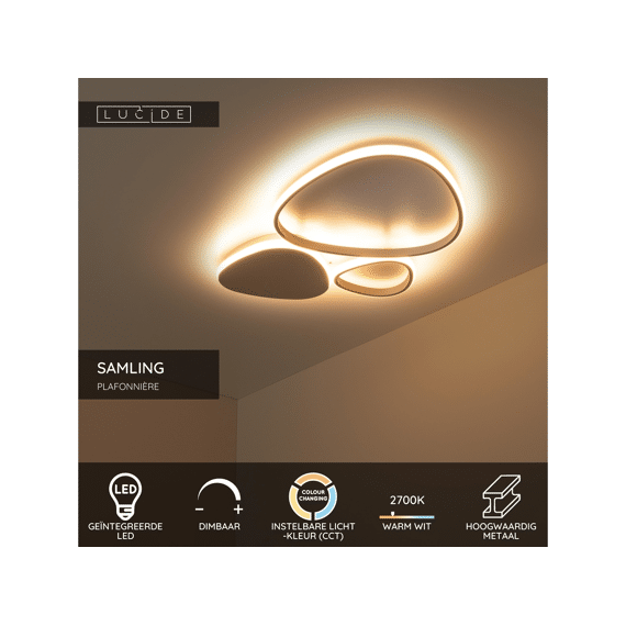 Lucide Samling - Plafonnière - Led Dimbaar - Cct - 1x30w 2700k/4000k - Taupe