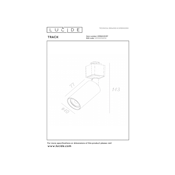 Lucide Track Ritmo Railspot - 1-fase Railsysteem/verlichting - 1xgu10-mr11 - Koffie (uitbreiding)
