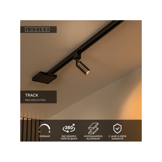 Lucide Track Ritmo Railspot - 1-fase Railsysteem/verlichting - 1xgu10-mr11 - Koffie (uitbreiding)