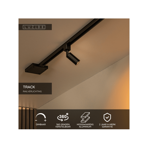 Lucide Track Ritmo Railspot - 1-fase Railverlichting - 1xgu10-mr11 - Zwart (uitbreiding)