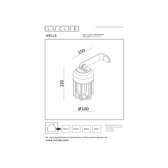 Lucide Wells - Oplaadbare Wandlamp Binnen/buiten - Accu/batterij - Ø 10 Cm - Ip54 - Roest Bruin