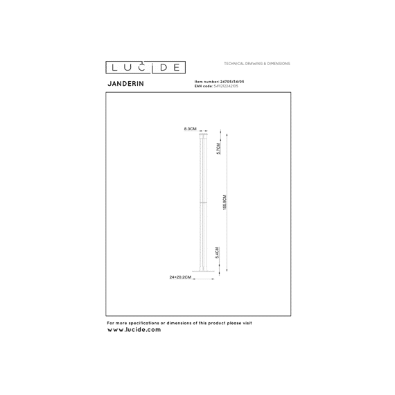 Lucide Janderin - Vloerlamp - Led Dimbaar - Handbewegingssensor - Champagne Kleur