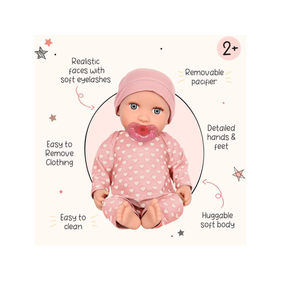 Pop Pyjama Met Hartjes En Muts Pink 35cm