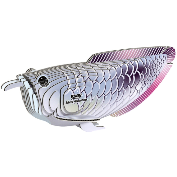Eugy 3d Puzzel Zeedier Zilveren Arowana 12,5x5,6x5cm +6 Jaar