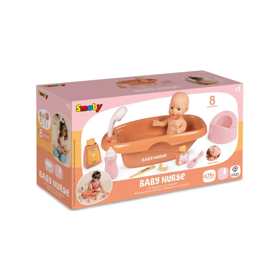 Smoby 220383 Baby Nurse Bad Met 8 Accessoires