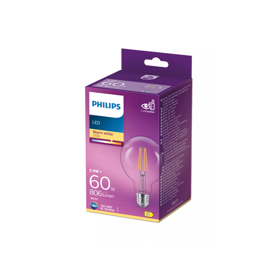 Philips Led Classic 60w G93 E27 Warm Wit Clear Niet Dimbaar