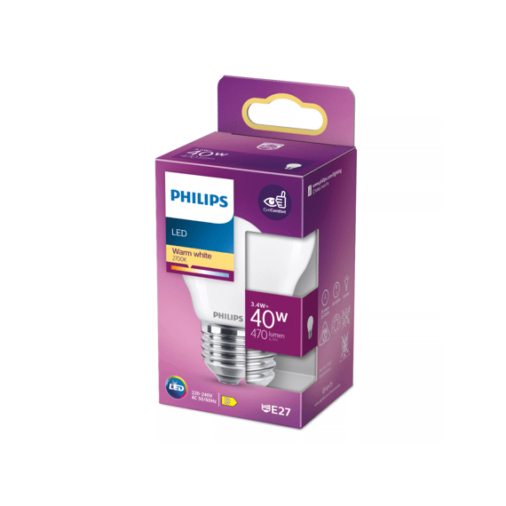 Philips Led Classic 40w P45 E27 Warm Wit Frosted Niet Dimbaar
