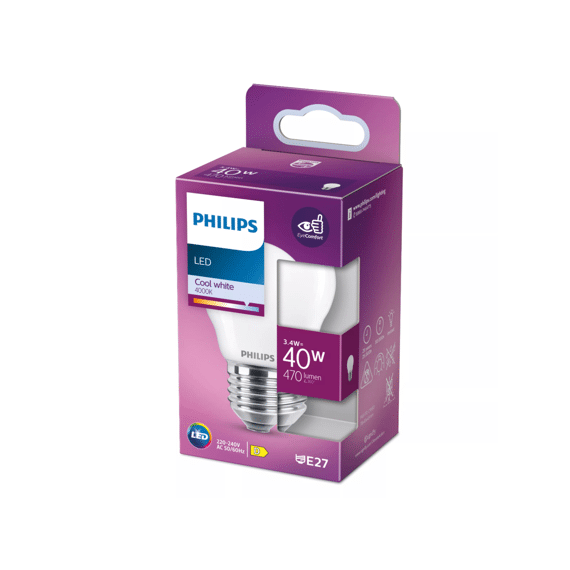 Philips Led Classic 40w P45 E27 Koel Wit Frosted Niet Dimbaar