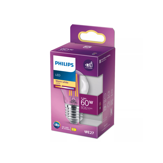 Philips Led Classic 60w P45 E27 Warm Wit Clear Niet Dimbaar