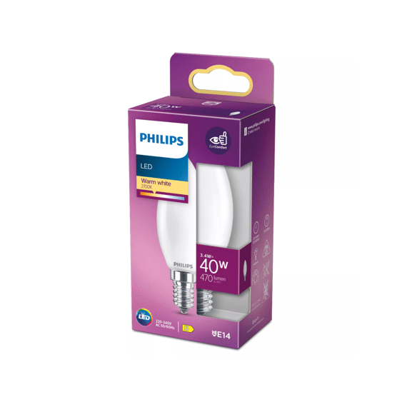 Philips Led Classic 40w B35 E14 Warm Wit Frosted Niet Dimbaar