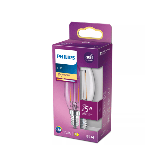 Philips Led Classic 25w B35 E14 Warm Wit Clear Niet Dimbaar