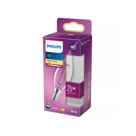 Philips Led Classic 25w Ba35 E14 Warm Wit Clear Niet Dimbaar