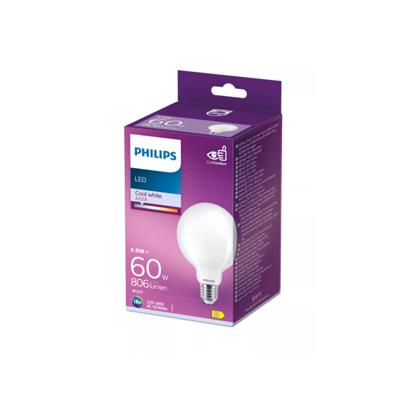 Philips Led Classic 60w G93 E27 Koel Wit Frosted Niet Dimbaar