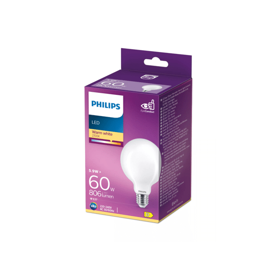 Philips Led Classic 60w G93 E27 Warm Wit Frosted Niet Dimbaar