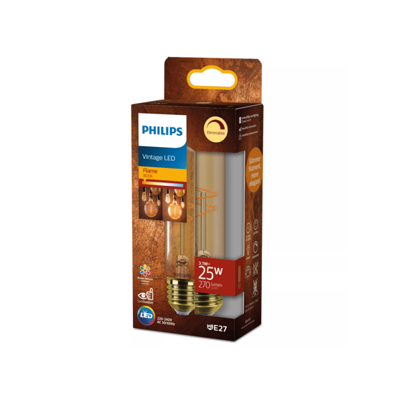 Philips Led Vintage 25w T32 E27 Gold Flame Dimbaar