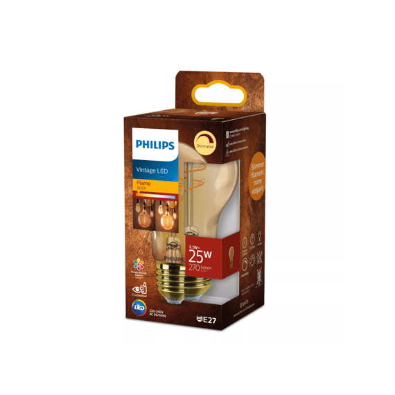 Philips Led Vintage 25w A60 E27 Gold Flame Dimbaar
