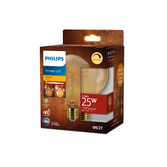 Philips Led Vintage 25w G93 E27 Gold Flame Dimbaar