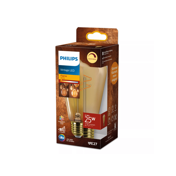 Philips Led Vintage 25w St64 E27 Gold Flame Dimbaar