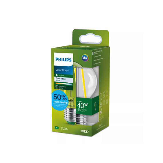 Philips Led Classic Ultra Efficient 40w A60 E27 4000k Clear