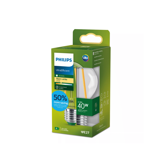 Philips Led Classic Ultra Efficient 40w A60 E27 2700k Clear