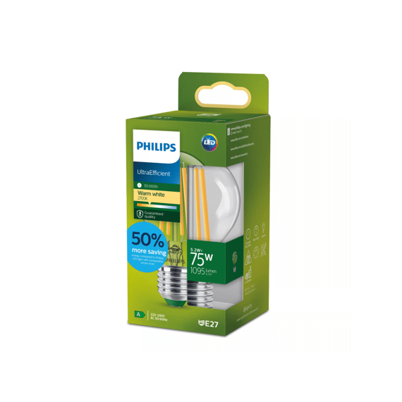 Philips Led Classic Ultra Efficient 75w A60 E27 2700k Clear