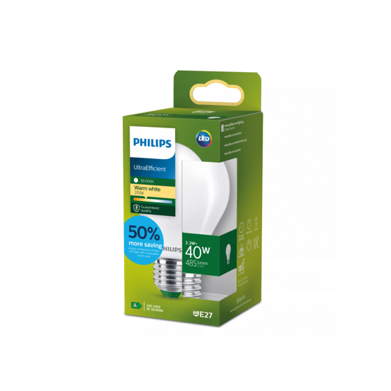 Philips Led Classic Ultra Efficient 40w A60 E27 2700k Frosted