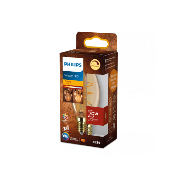 Philips Led Vintage 25w B35 2200k E14 Amber Flame Dimbaar
