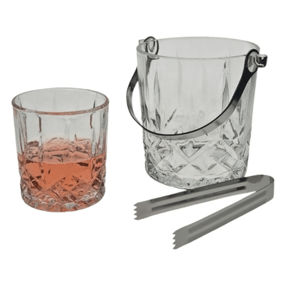 Whiskeyset 6-delig glas Ijsemmer, ijstang en glazen