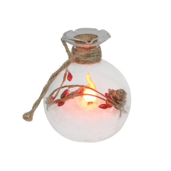 Kerstbal Met Led Glas 8cm