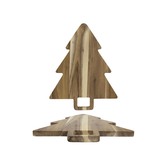 Serveerplank met Handvat Kerstboom Acacia 35x28cm
